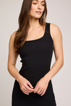 Gentle Fawn Daisy Ribbed Midi Dress - Black