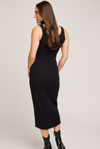 Gentle Fawn Daisy Ribbed Midi Dress - Black