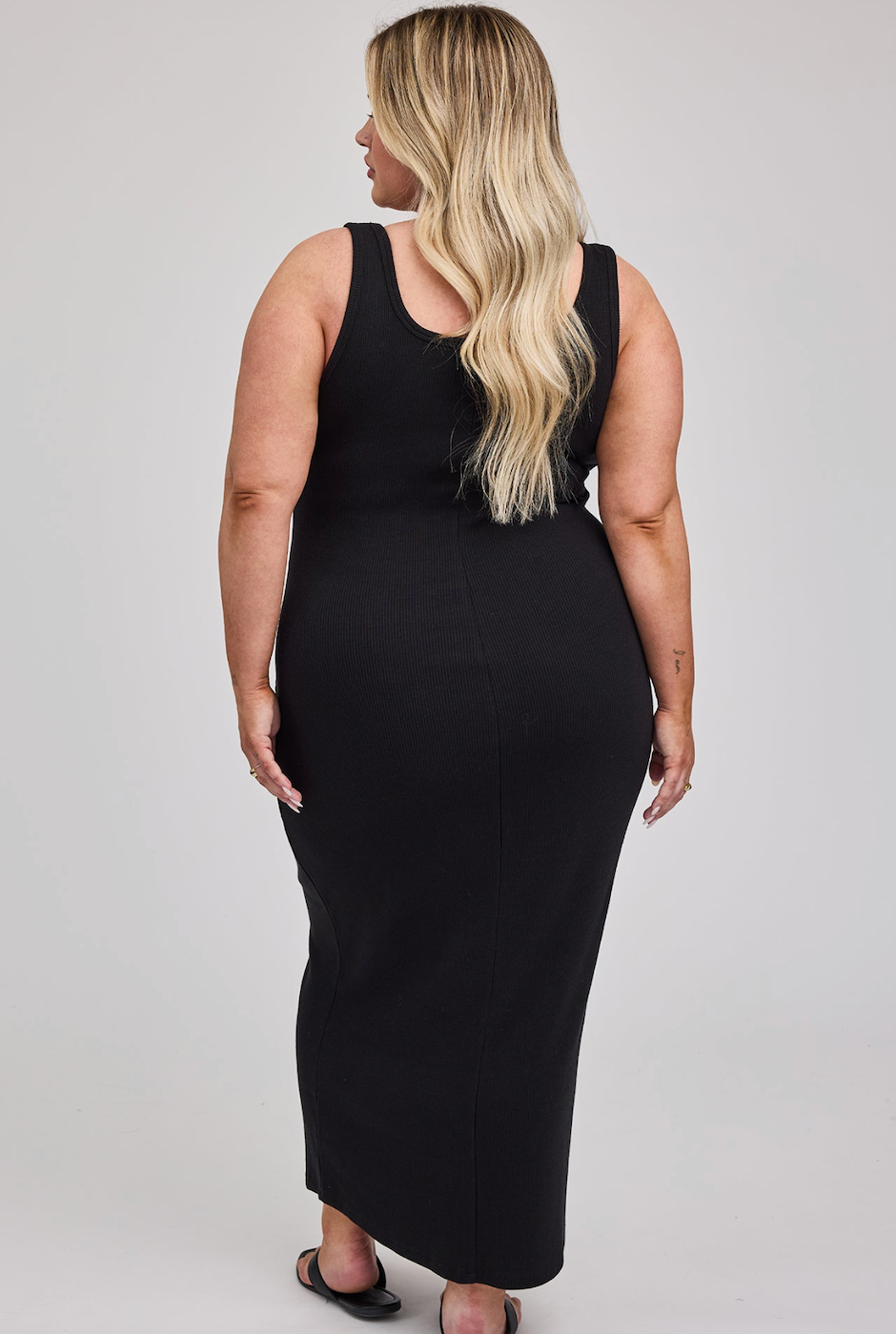 Gentle Fawn Daisy Ribbed Midi Dress - Black