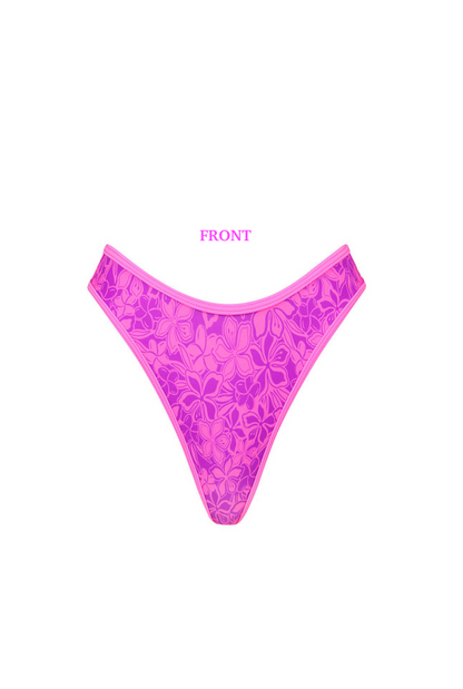 Kulani Kinis High Leg Thong Bikini Bottom - Bubble Berry