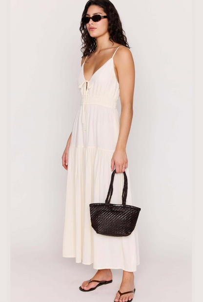MINKPINK Estelle Tie Front Maxi Dress - Cream