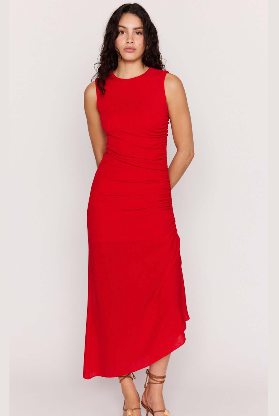 MINKPINK Rosa Drawstring Midi Dress - Red