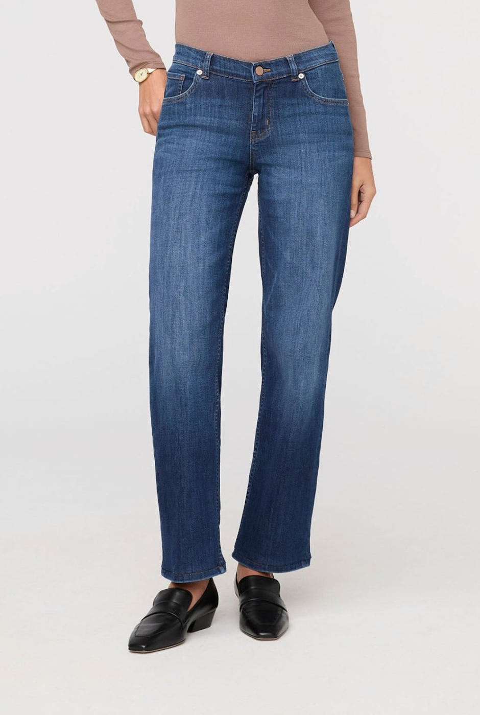 DUER Performance Denim Mid Rise Straight - Blue Cascade