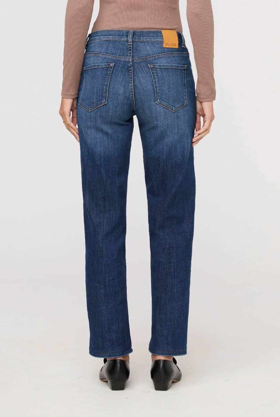 DUER Performance Denim Mid Rise Straight - Blue Cascade