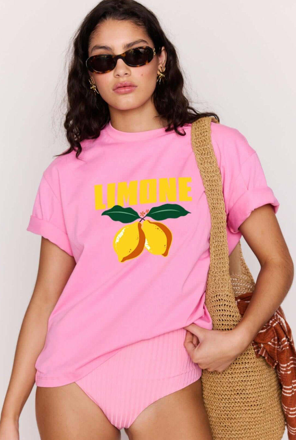 MINKPINK Limone Printed Tee - Pink/Yellow