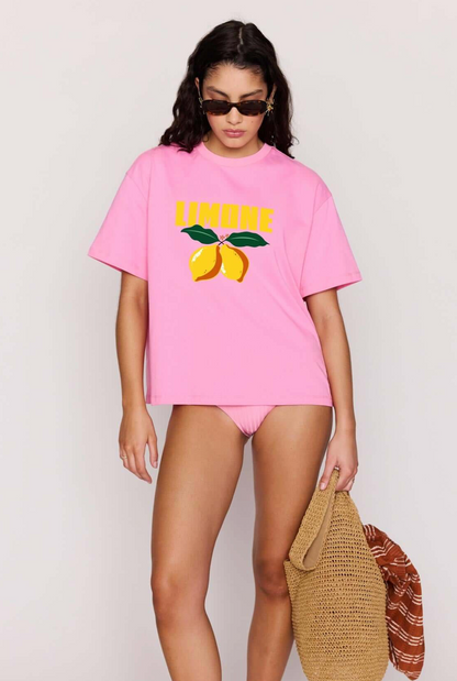 MINKPINK Limone Printed Tee - Pink/Yellow