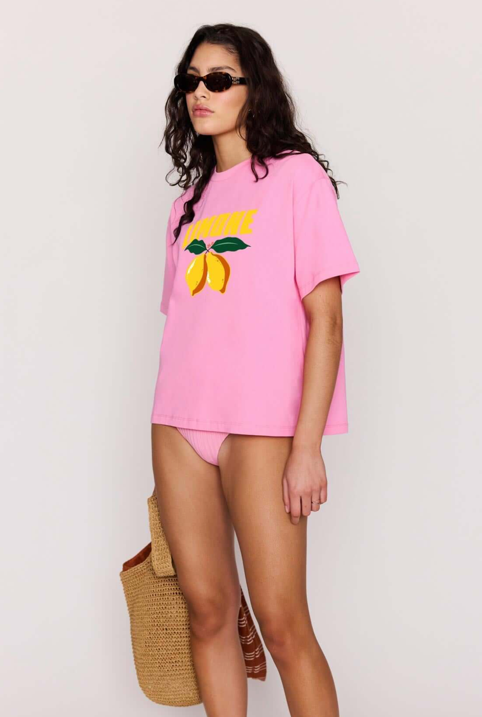 MINKPINK Limone Printed Tee - Pink/Yellow
