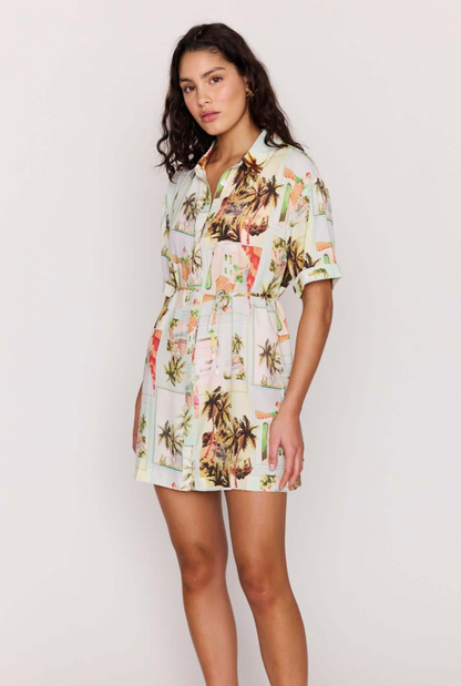 MINKPINK Dolce Mini Shirt Dress - Vintage Postcards