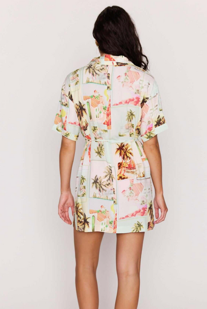MINKPINK Dolce Mini Shirt Dress - Vintage Postcards