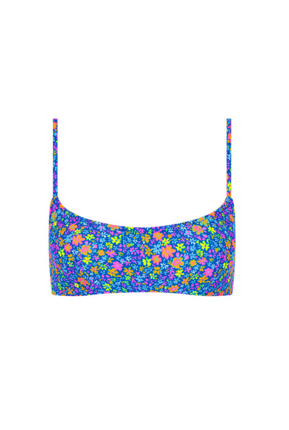 Kulani Kinis Invisible Underwire Crop Bikini Top - Electric Bloom