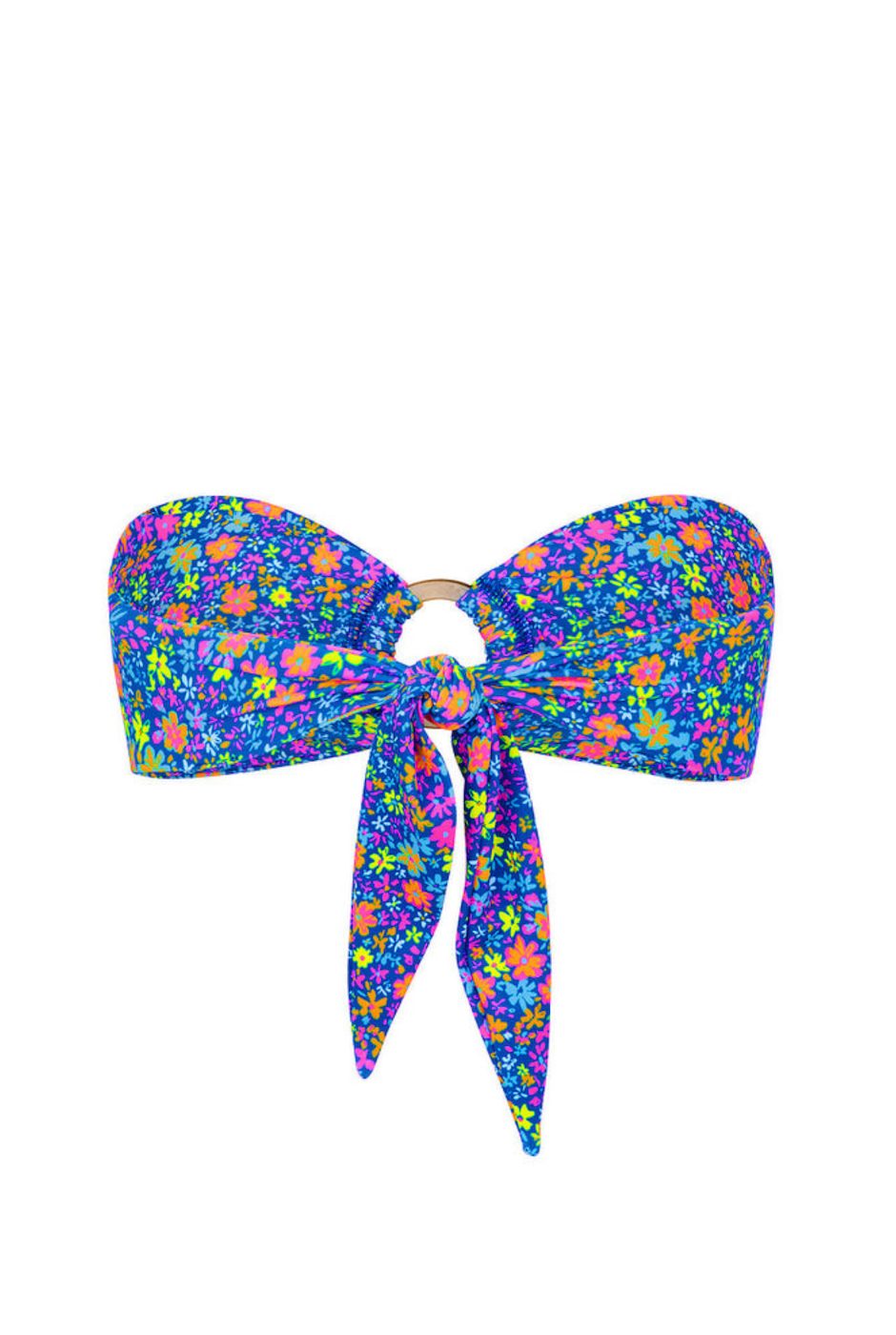 Back product view of the Electric Bloom bandeau top with its adjustable ties