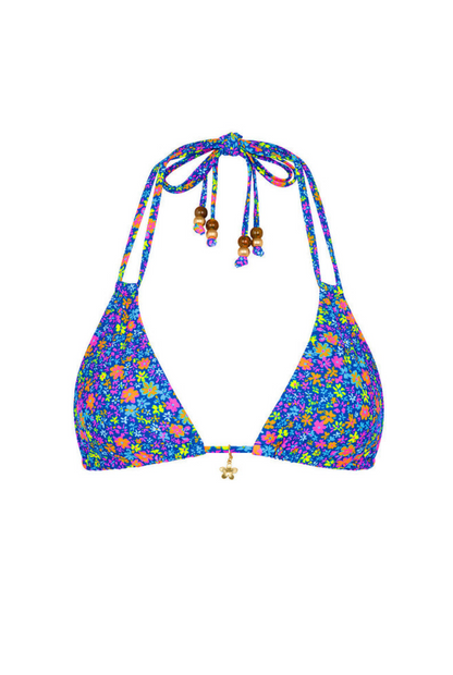 Kulani Kinis Halter Bralette Bikini Top - Electric Bloom