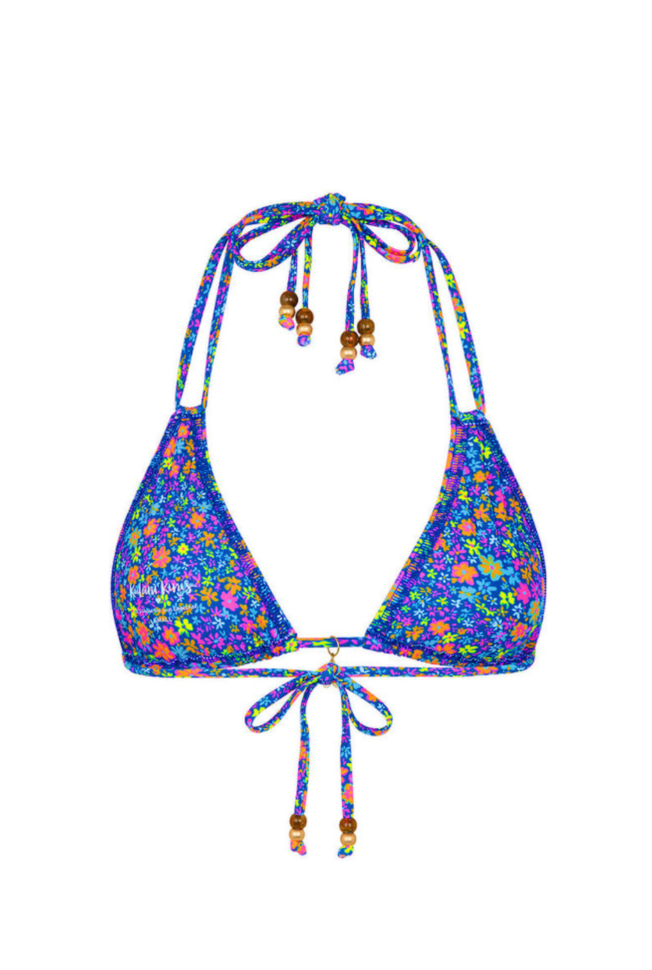 Kulani Kinis Halter Bralette Bikini Top - Electric Bloom