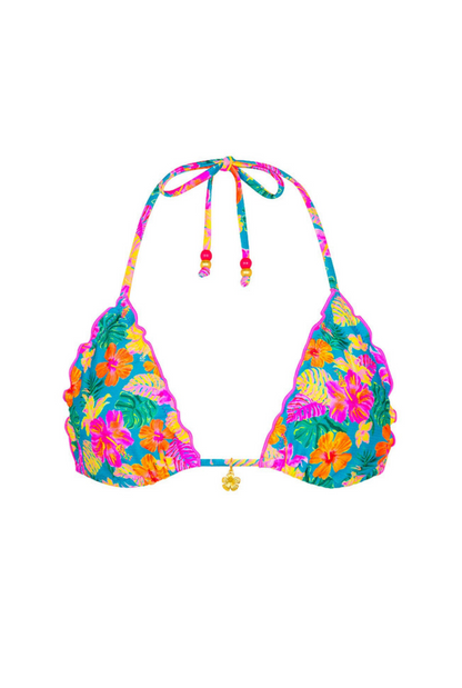 Kulani Kinis Lettuce Edge Bralette Bikini Top - Paradise Pop