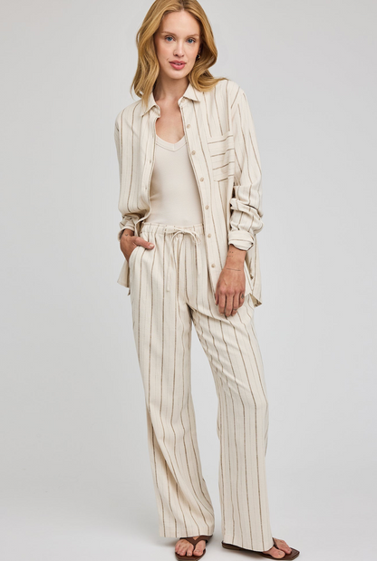 Gentle Fawn Portia Button Down Shirt - Linen Stripe