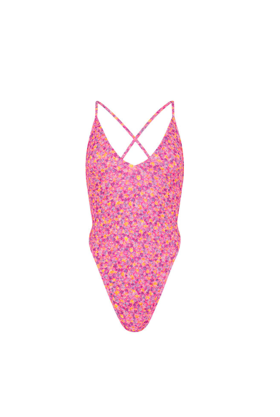 Kulani Kinis Plunge Cross Back One Piece - Gelato Bloom
