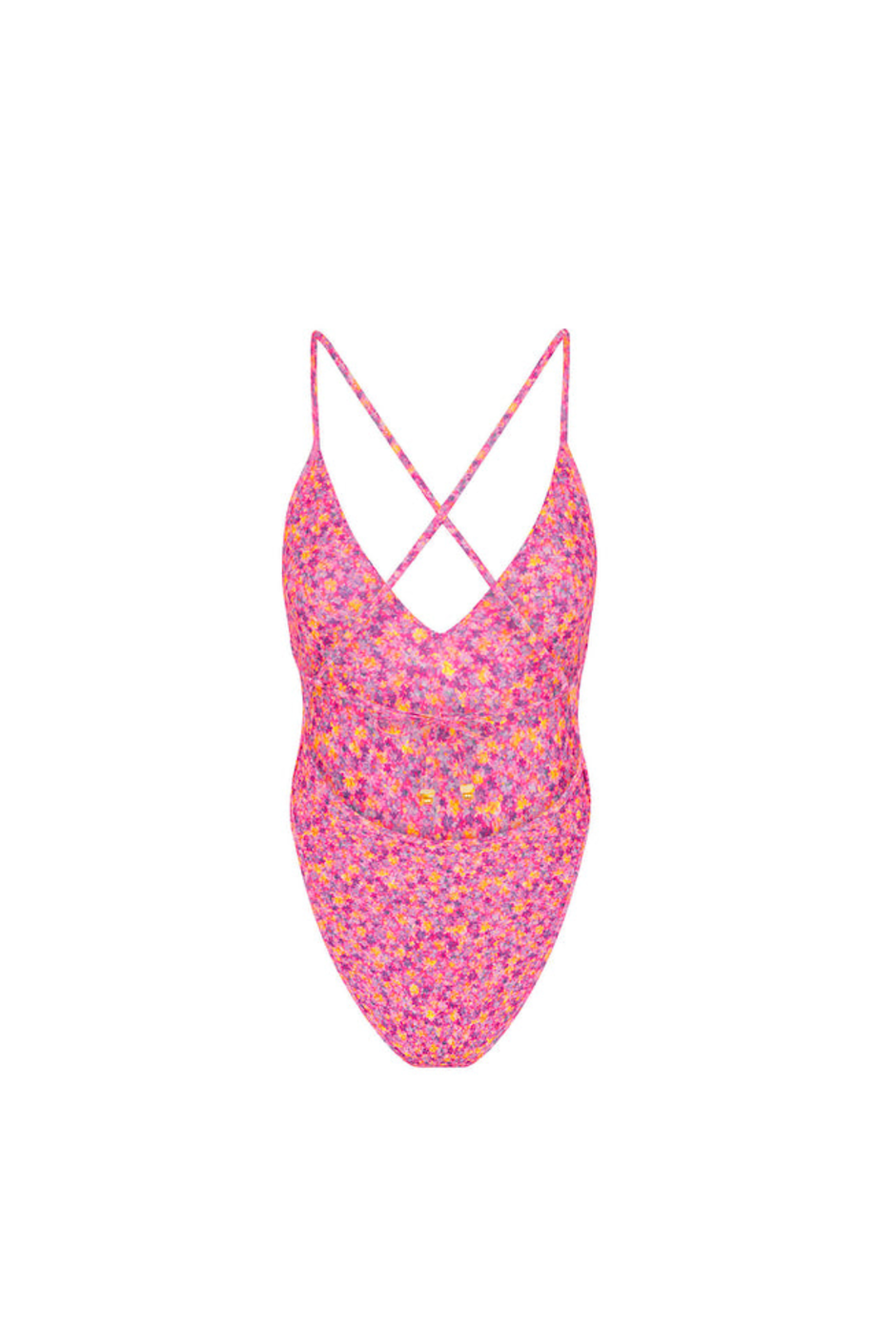 Kulani Kinis Plunge Cross Back One Piece - Gelato Bloom