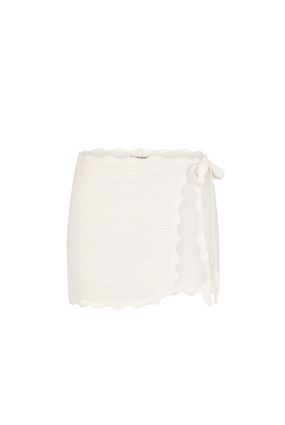 Kulani Kinis Scalloped Edge Knit Sarong - Whipped White
