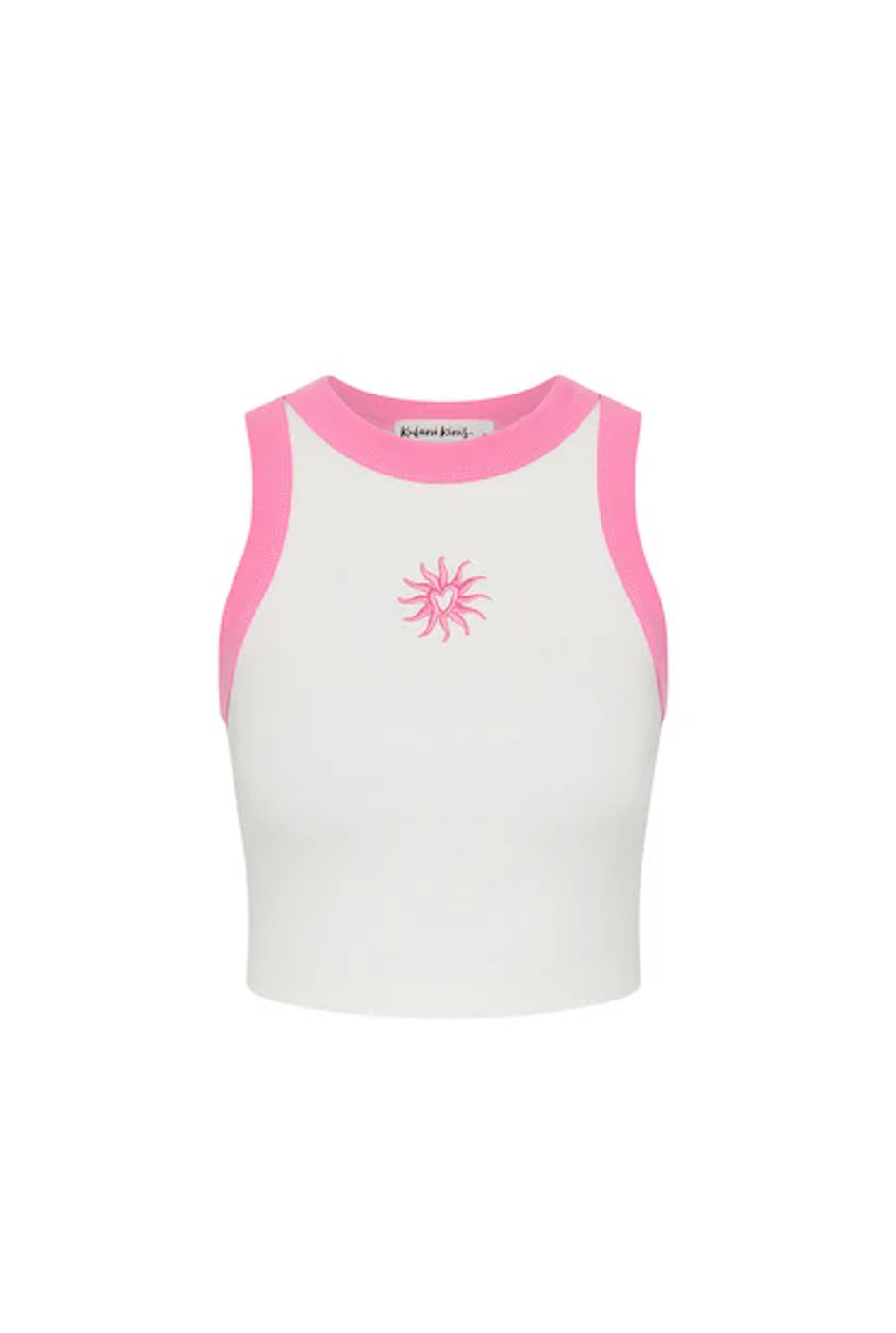 Kulani Kinis Embroidered Crop Tank Top - Pink Skies