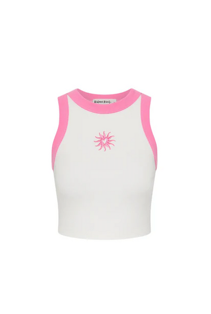 Kulani Kinis Embroidered Crop Tank Top - Pink Skies