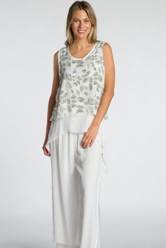 DKR & Co Printed Sleeveless Round Neck Layered Tunic Top