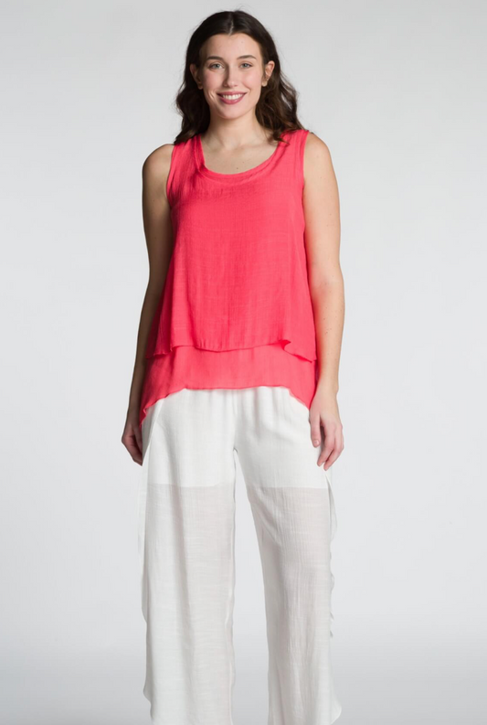 DKR & Co Sleeveless Round Neck Layered Tunic Top