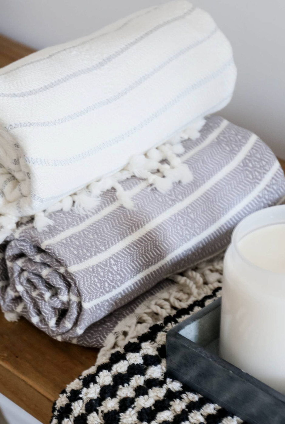 Pokoloko - Striped Bamboo Towel Slate