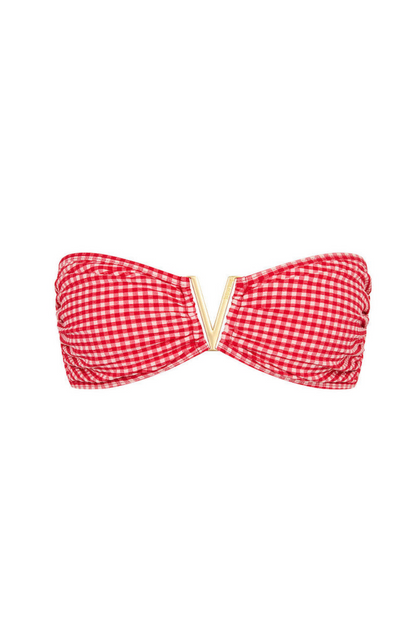 Kulani Kinis Mega V Strapless Tie Bikini Top - Strawberry Siesta