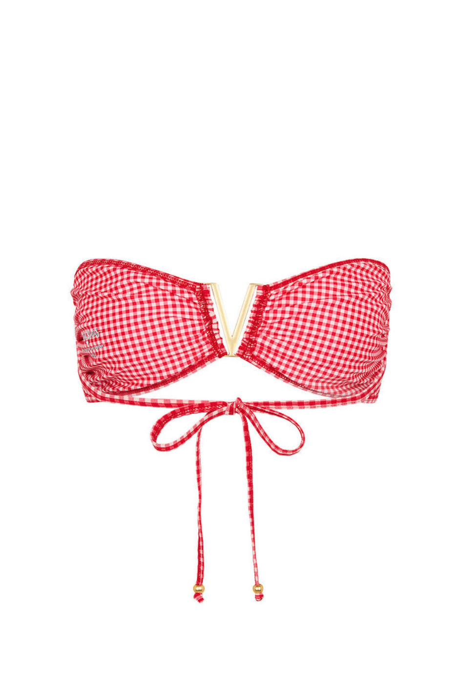 Kulani Kinis Mega V Strapless Tie Bikini Top - Strawberry Siesta