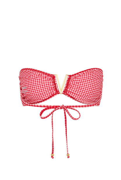 Kulani Kinis Mega V Strapless Tie Bikini Top - Strawberry Siesta