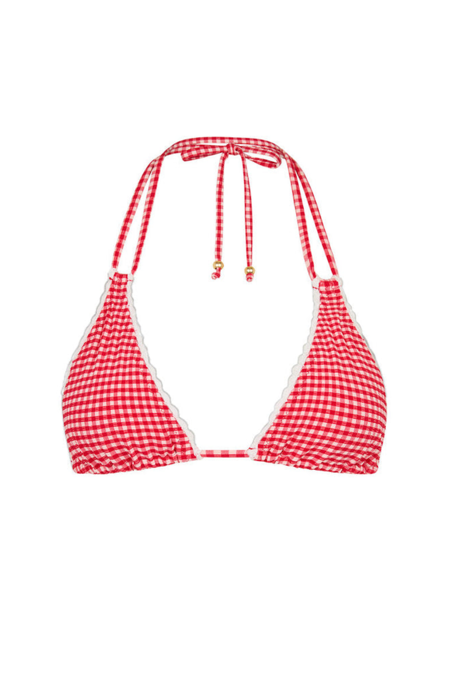 Kulani Kinis Scallop Crochet Halter Bikini Top - Strawberry Siesta
