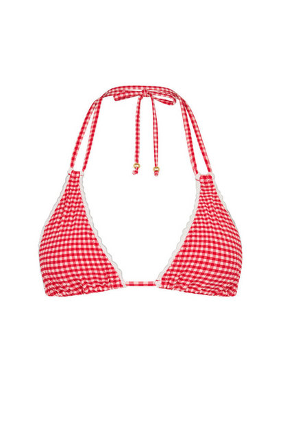 Kulani Kinis Scallop Crochet Halter Bikini Top - Strawberry Siesta