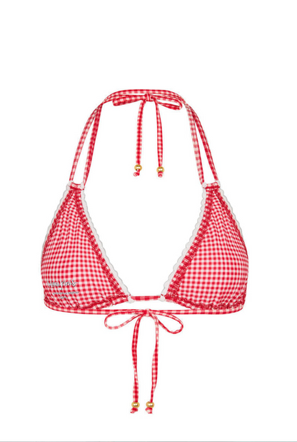 Kulani Kinis Scallop Crochet Halter Bikini Top - Strawberry Siesta