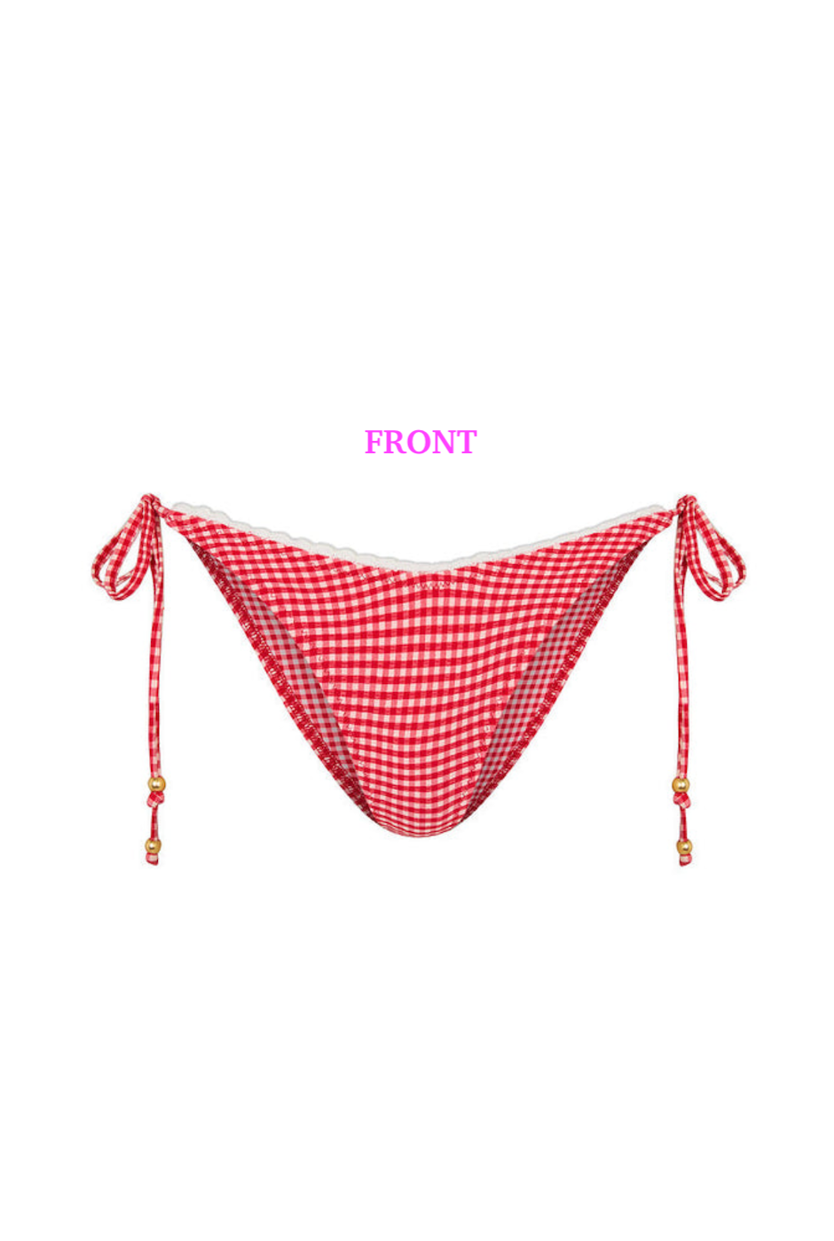 Kulani Kinis Scallop Crochet Cheeky Tie Bikini Bottom - Strawberry Siesta