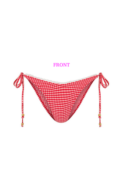 Kulani Kinis Scallop Crochet Cheeky Tie Bikini Bottom - Strawberry Siesta