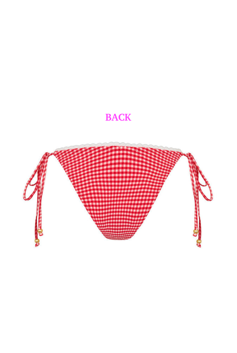 Kulani Kinis Scallop Crochet Cheeky Tie Bikini Bottom - Strawberry Siesta