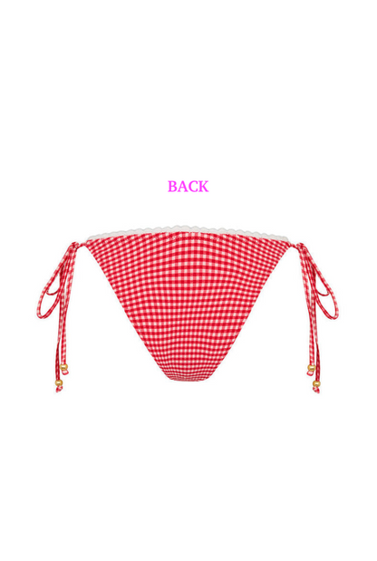 Kulani Kinis Scallop Crochet Cheeky Tie Bikini Bottom - Strawberry Siesta