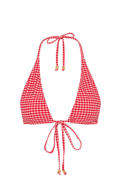 Kulani Kinis Front Tie Halter Bikini Top - Strawberry Siesta