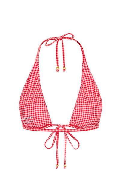 Kulani Kinis Front Tie Halter Bikini Top - Strawberry Siesta