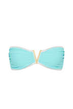 Kulani Kinis Mega V Strapless Tie Bikini Top - Calypso Blue, front product view