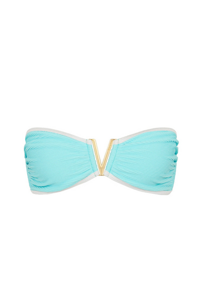 Kulani Kinis Mega V Strapless Tie Bikini Top - Calypso Blue