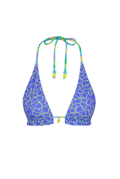 Kulani Kinis Frill Halter Bralette Bikini Top - Sugar Wave