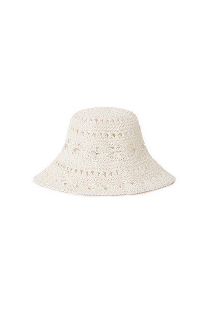 Kulani Kinis Straw Crochet Bucket Hat - Whipped White