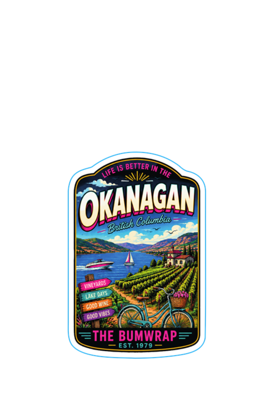 The Bumwrap 3" Vertical Vinyl Sticker - Okanagan