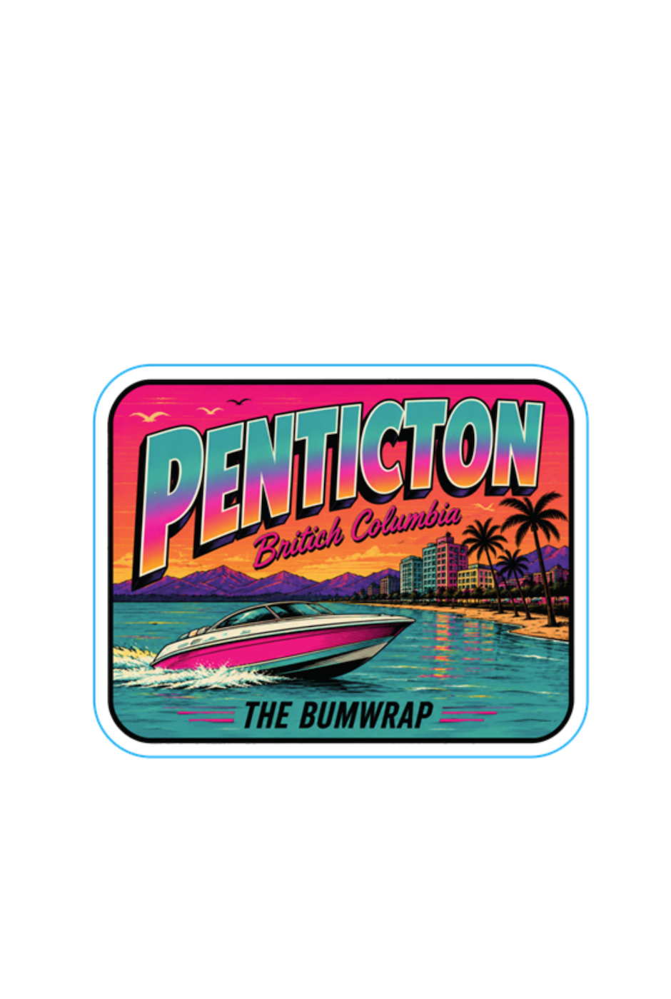 The Bumwrap 3" Rectangle Vinyl Sticker - Retro Boat