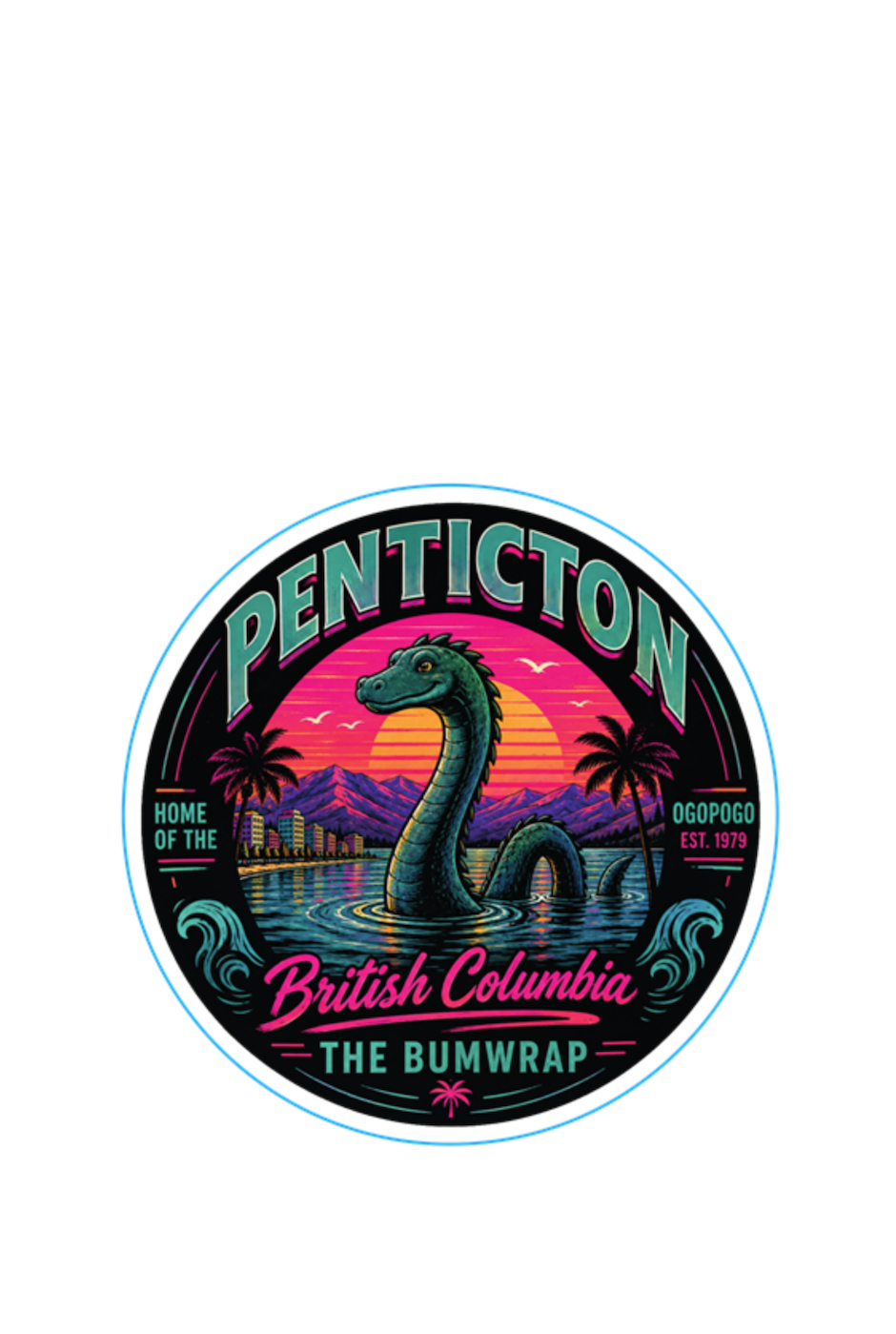 The Bumwrap 3" Round Vinyl Sticker - Ogopogo