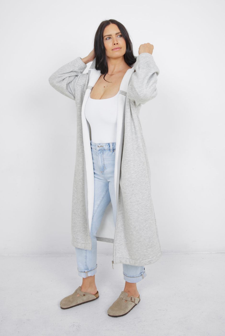 Tofino Towel Co. The Rails Terry Zip Cover Up w/Hood - Grey