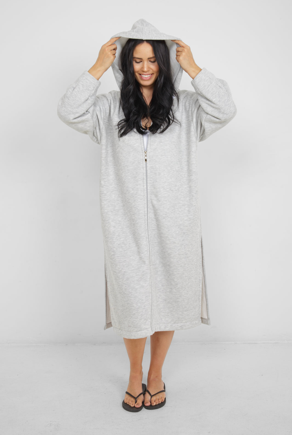 Tofino Towel Co. The Rails Terry Zip Cover Up w/Hood - Grey