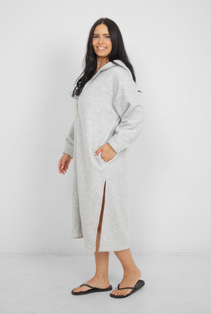 Tofino Towel Co. The Rails Terry Zip Cover Up w/Hood - Grey