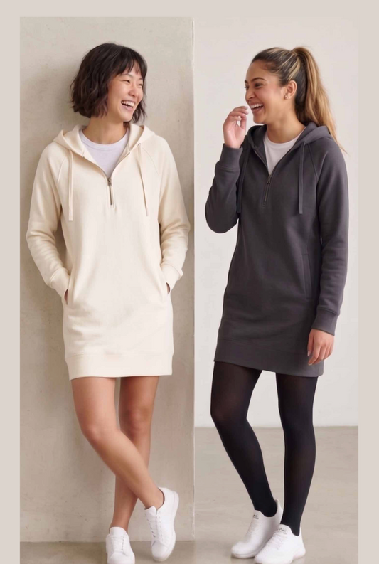 DKR & Co Long Sleeve 1/4 Zip Hooded Dress